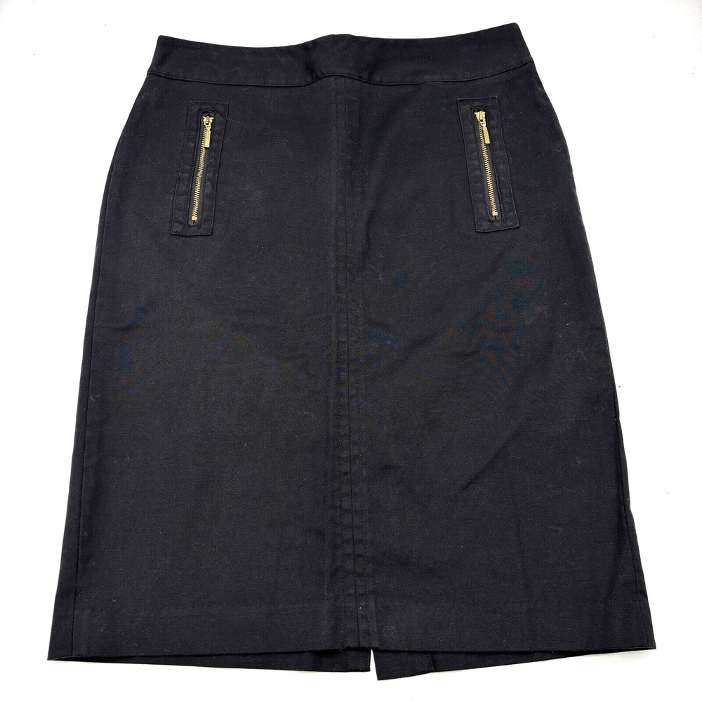 Rafaella Black Mid Rise Zip Pocket Knee Length Stretch Pencil Skirt Size 6 30x23